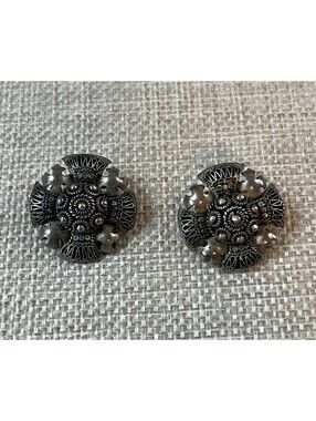Vtg Maltese Cross 900 Silver Jerusalem Crusaders Cross Earrings Signed ST